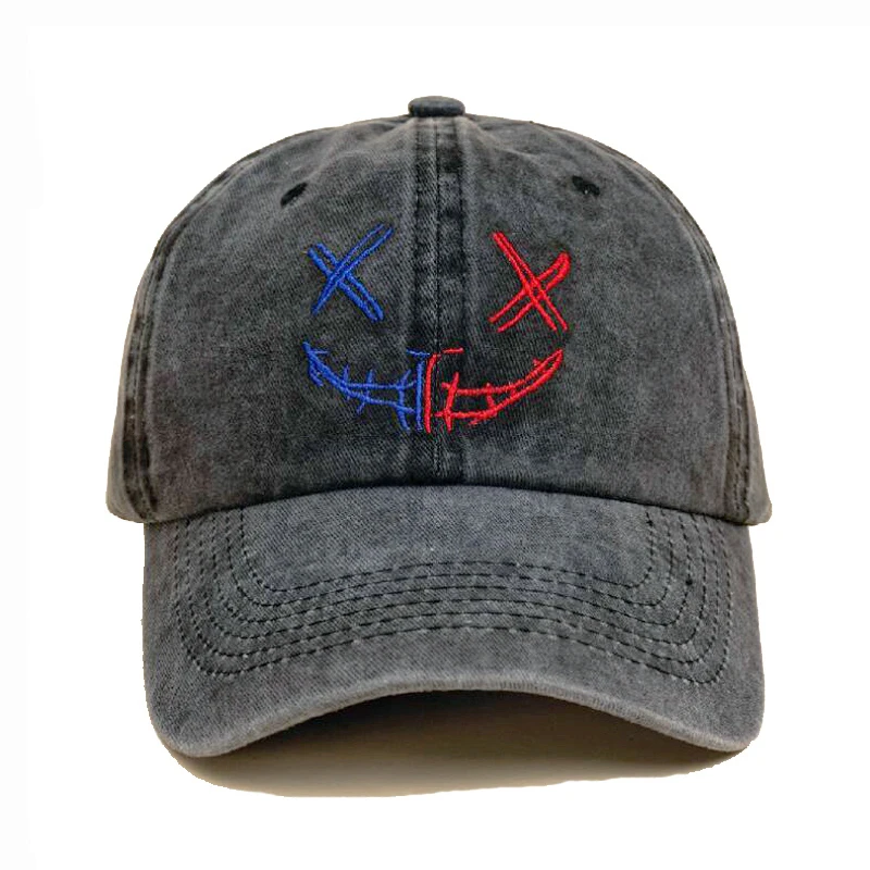 

New sad face baseball cap embroidery fashion sad boy dad hat washed cotton adjustable snapback hats women men Sports caps