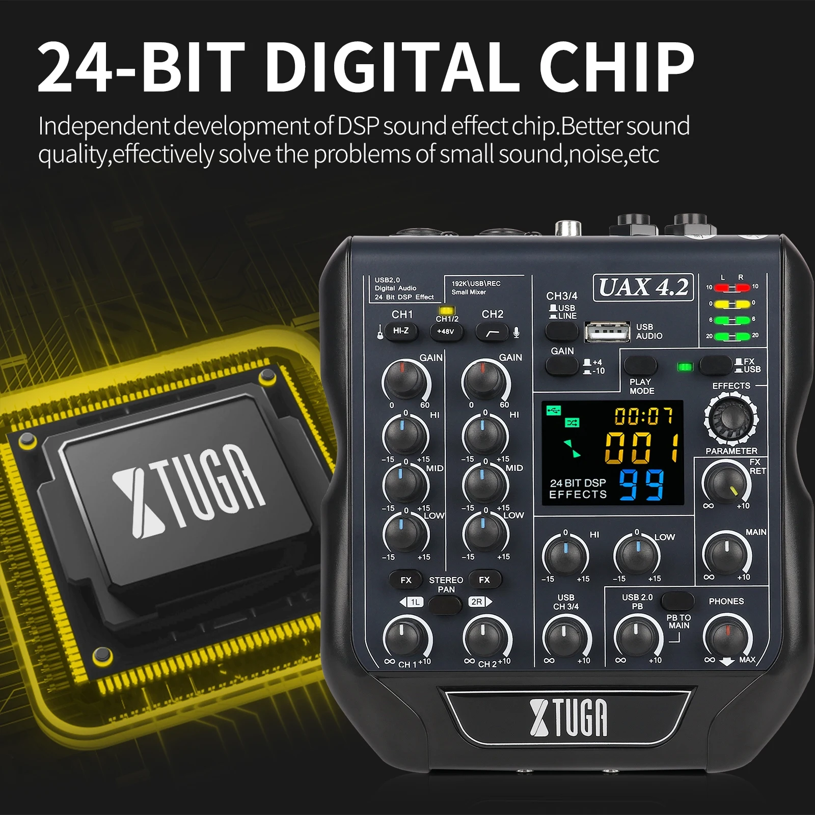 XTUGA микшер с аудиоинтерфейсом 4-канальная фотоконсоль 24 бит/192 кГц запись для