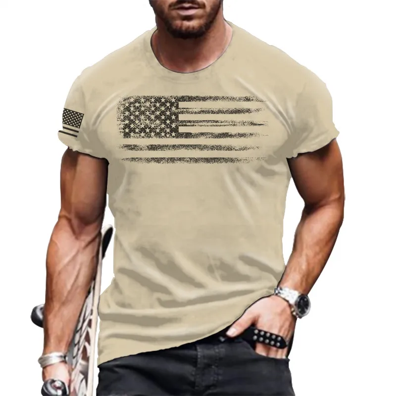 

Fashion O-Neck Men's Oversized T-Shirt Summer Short-Sleeved 3D Flag Printed Sports Fitness Shirt Loose And Breathable Streetwear