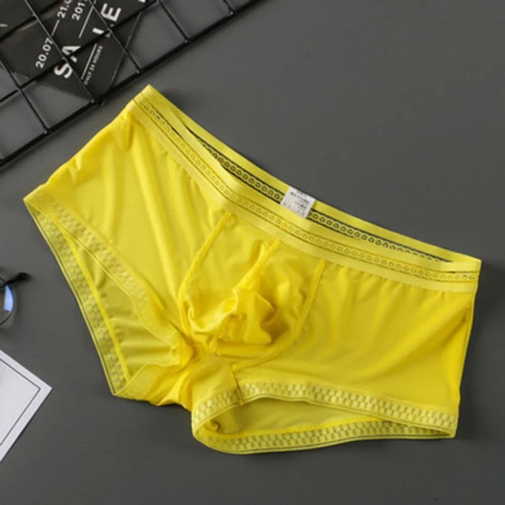 

Men's Underwear Sexy Seamless Boxer Bulge Cup Pouch Panties Ice Silk Stretchy Lingerie Breathable Panties Male Shorts Underpants