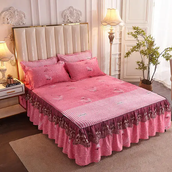 1 шт. кровать юбка на зиму теплые фланелевые Наматрасники мягкая простыня