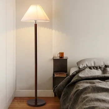 Modern Wooden Standing Lamp LED  E27 Fabric Shade Wood Floor Lights Indoor Decor  Light For Living Room Hotel Lighting
