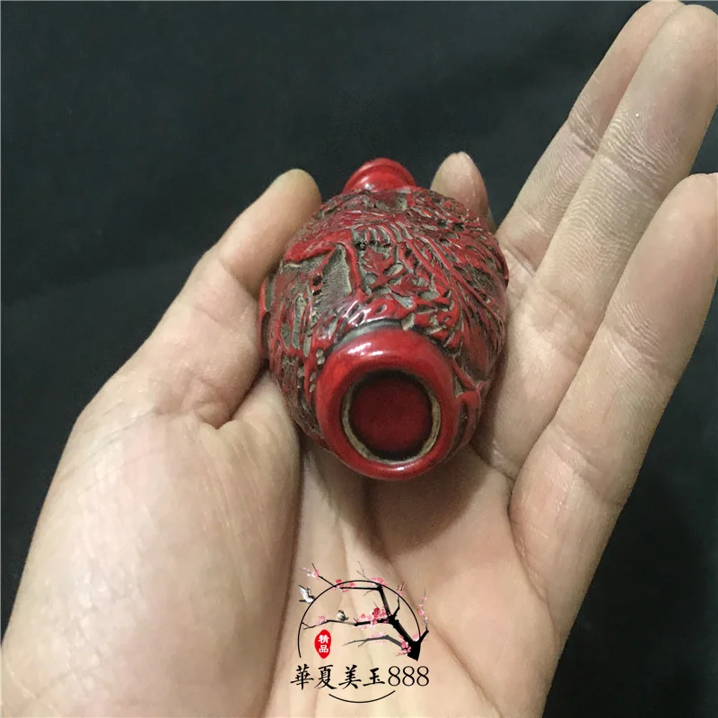 

Antique decoration red coral snuff bottle home decoration office creative Phoenix