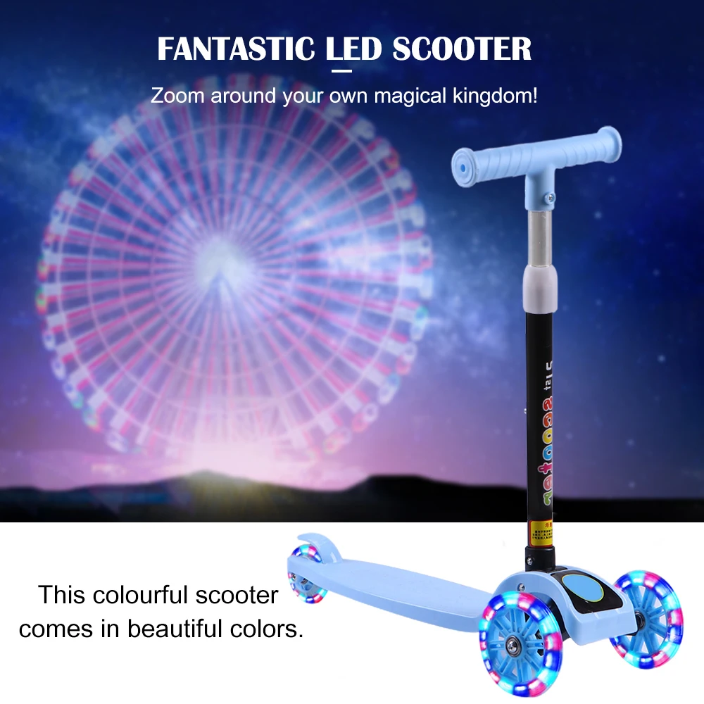 

Children Scooter Kick Push Kids T Bar 3 LED Wheel Adjustable Scooter For Kids Luminous Wheel Children'S Scooter