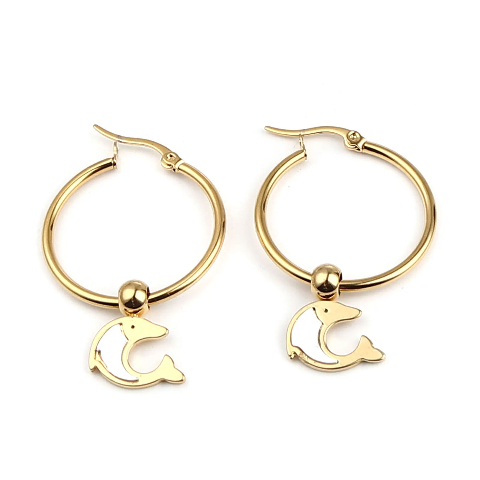 Серьги-кольца из нержавеющей стали и акрила золотистые черные флаконы для духов