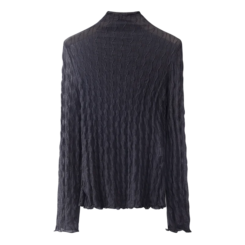 Женская кружевная Водолазка с длинным рукавом однотонная