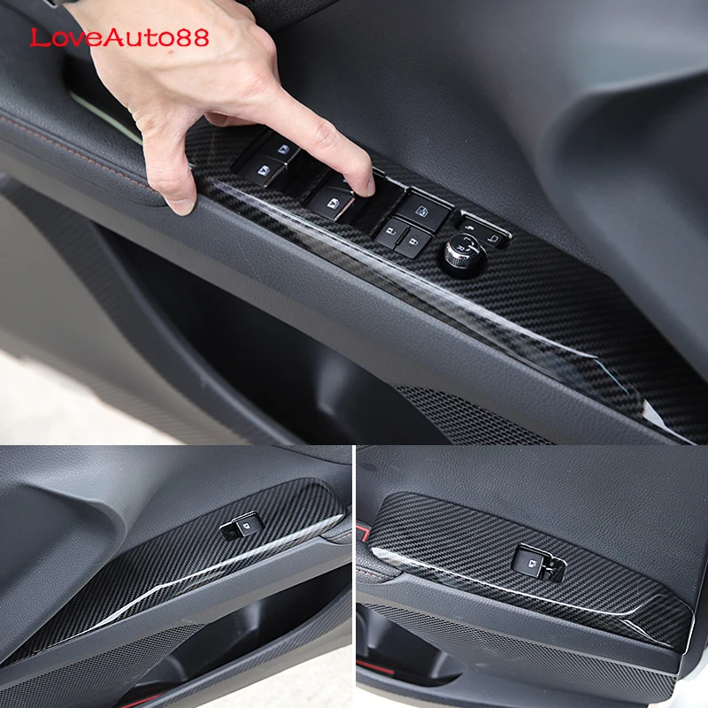 4Pcs Door Window Lift Switch Button Cover Trim Panel Car Carbon Fiber Sticker Fit For Toyota Camry 2018 2019 2020 2021 | Автомобили и
