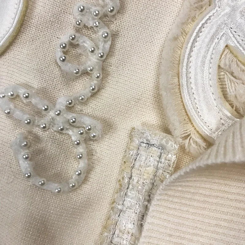 

\Worldshopping 2021 Autumn Winter Women Sweater Flower Pure Pullover Ladies Tops White Black