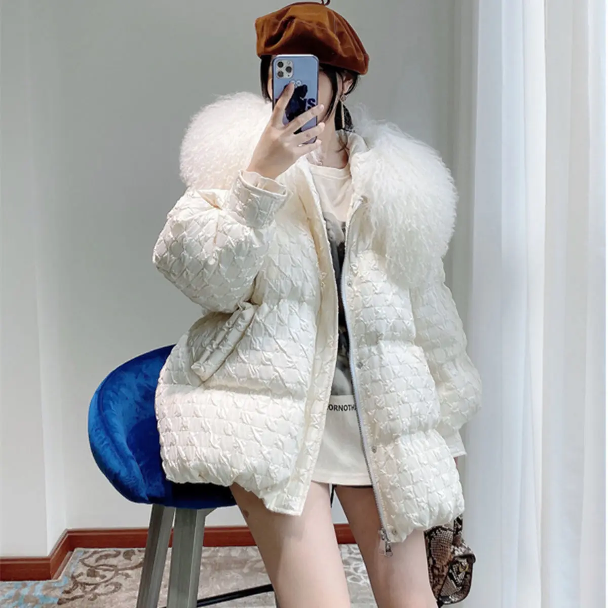 New Winter Big Collar Down Cotton Padded Jacket 2021 New Loose and Thickened Cotton Padded Jacket