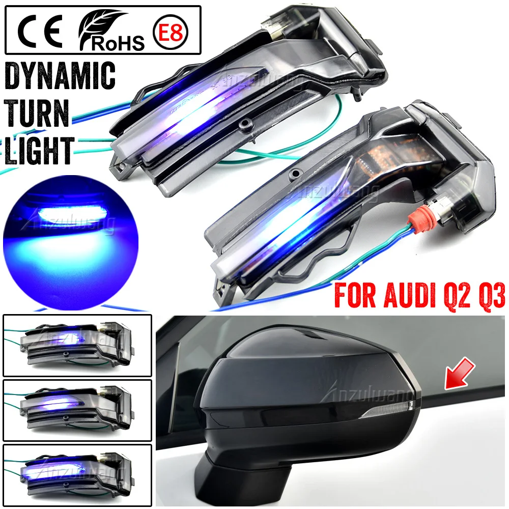 

2pcs Flowing Turn Signal Light LED Side Wing Rearview Mirror Dynamic Indicator Blinker For AUDI Q2 2018-2020 Q3 2019-2020