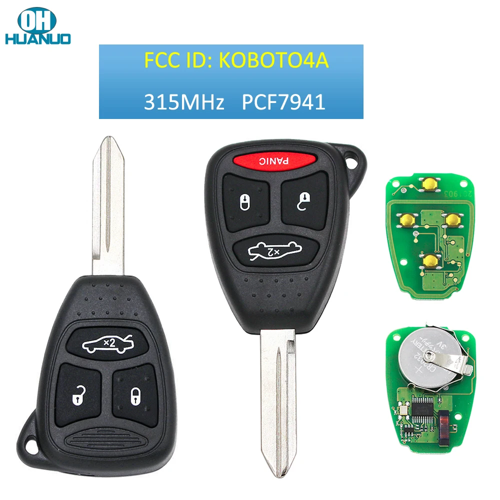 2 + 1/3/3 1/4 кнопки дистанционного управления для Chrysler 315 МГц FCC ID: KOBOTO4A-PCF7941 чип ID46