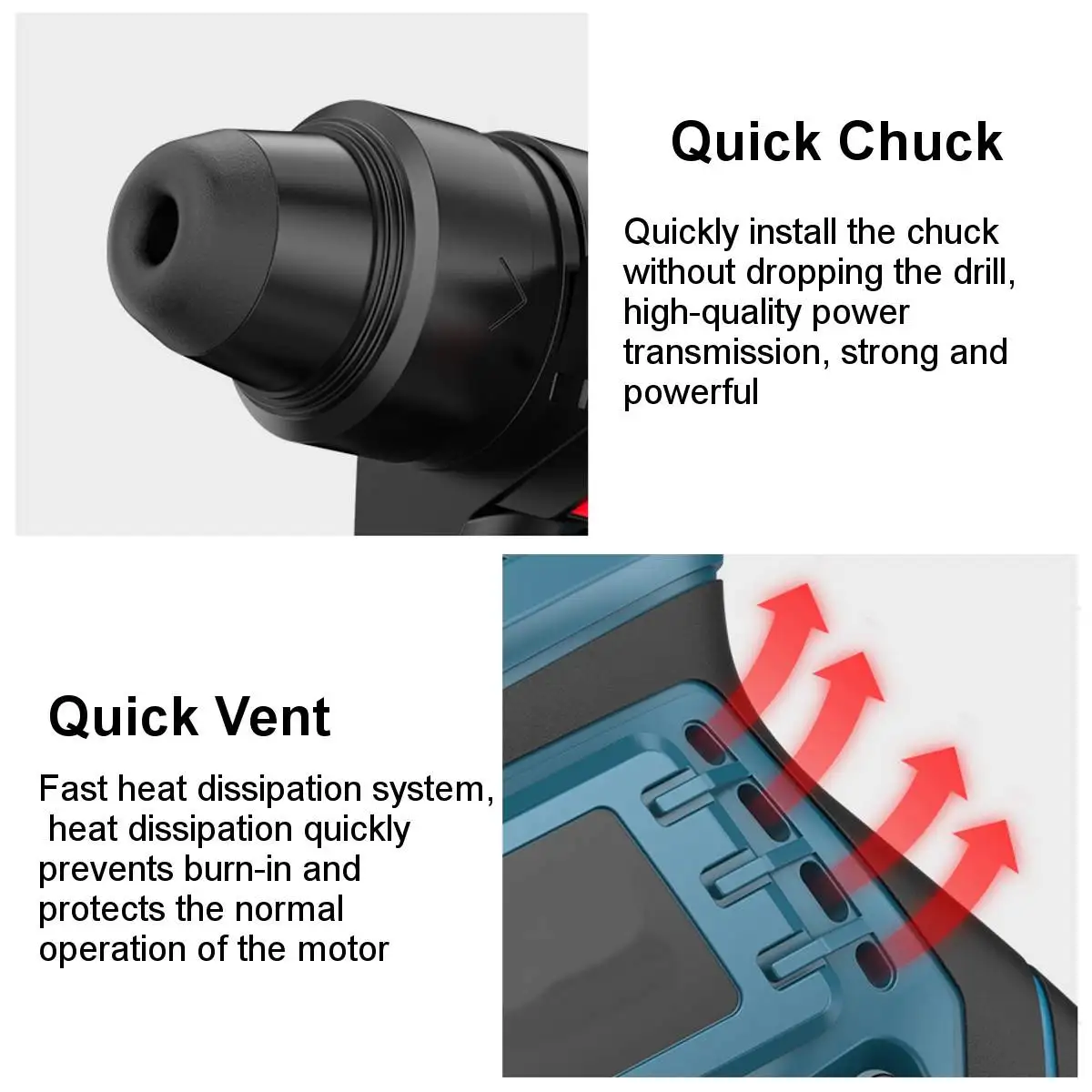 

10000bpm 4 Function Electric Hammer Impact Drill Rechargeable Brushless Cordless Rotary Hammer Drill For 18V Makita Battery
