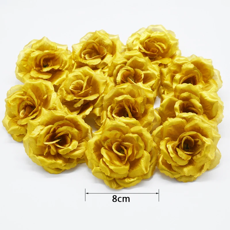 

Yoshiko 50PCS Artificial Gold/Silver Rose Silk Flowers Decoration for Wedding Party Home DIY Decoration Bridal Fake Flowers