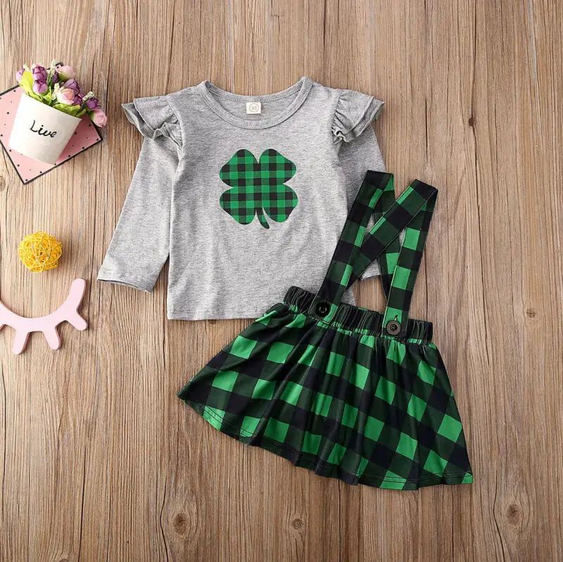 Комплекты одежды для маленьких девочек из 2 предметов хлопковые топы с длинными