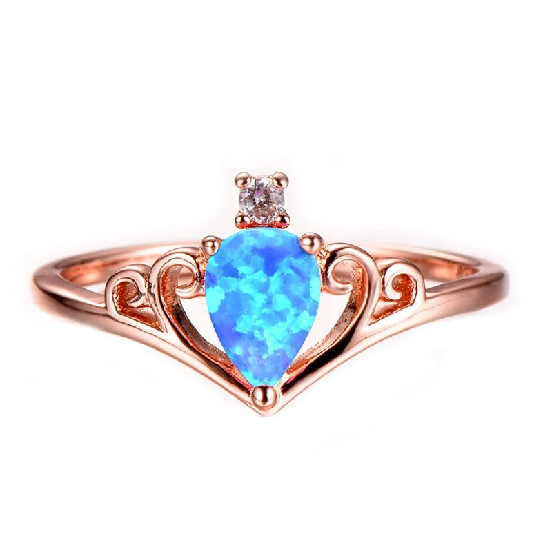 Bague Ringen женское серебро 925 ювелирные изделия капли воды из опала Корона драгоценный камень кольцо Свадьба Помолвка подарок на день Святого Валентина