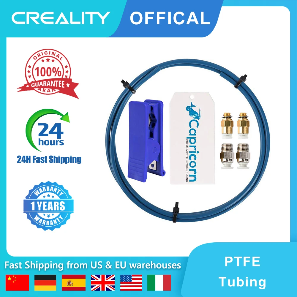 

Creality Official Capricorn PTFE Bowden Tubing (1 Meter) XS Series for 1.75mm Filament with PTFE Tube Cutter, Mold Spring