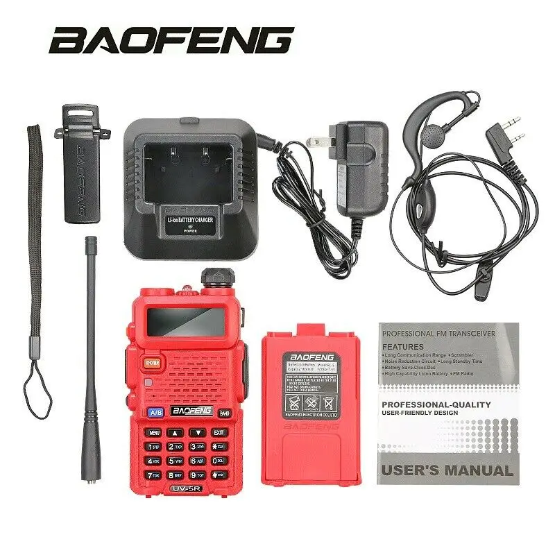 Red Baofeng рация UV-5R двухдиапазонный УКВ аналоговый портативный Профессиональный двухсторонний радио FM Transeiver - Цвет: Red