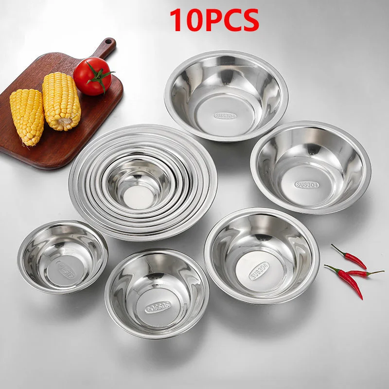 

10PCS Mixing Bowls for Kitchen 304 Stainless Steel Nested Whisking Bowls for Baking, Prepping, Cooking and Serving Food Kitchen