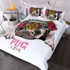 Blessliving Trendy Puppy Bedding Set Love Pug Rose Bed Set Queen Sweet Valentine's Day Gift Kawaii Duvet Cover for Dog Lover 1