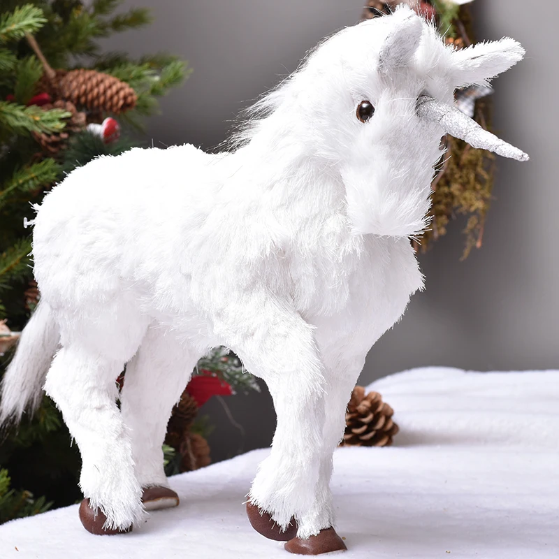 

Nordic Kawaii Animal White Fluff Unicorn Crafts Art Decoration Pendant Desktop Ornaments Birthday Gift Party Baby Shower Supplie