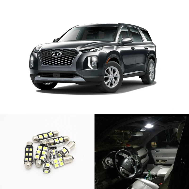 

Для Hyundai Palisade 2020 8 шт. светодиодные интерьерпосылка наборы освещения SMD белый Canbus багажник перчаточный ящик зеркало лицензисветильник