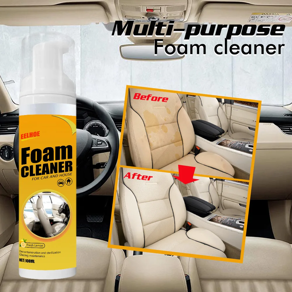 100ML Multi-purpose Foam Cleaner Cleaning Agent Automoive Anti-aging Car Interior Foam Spray Lemon Scented Home Cleaning Tools
