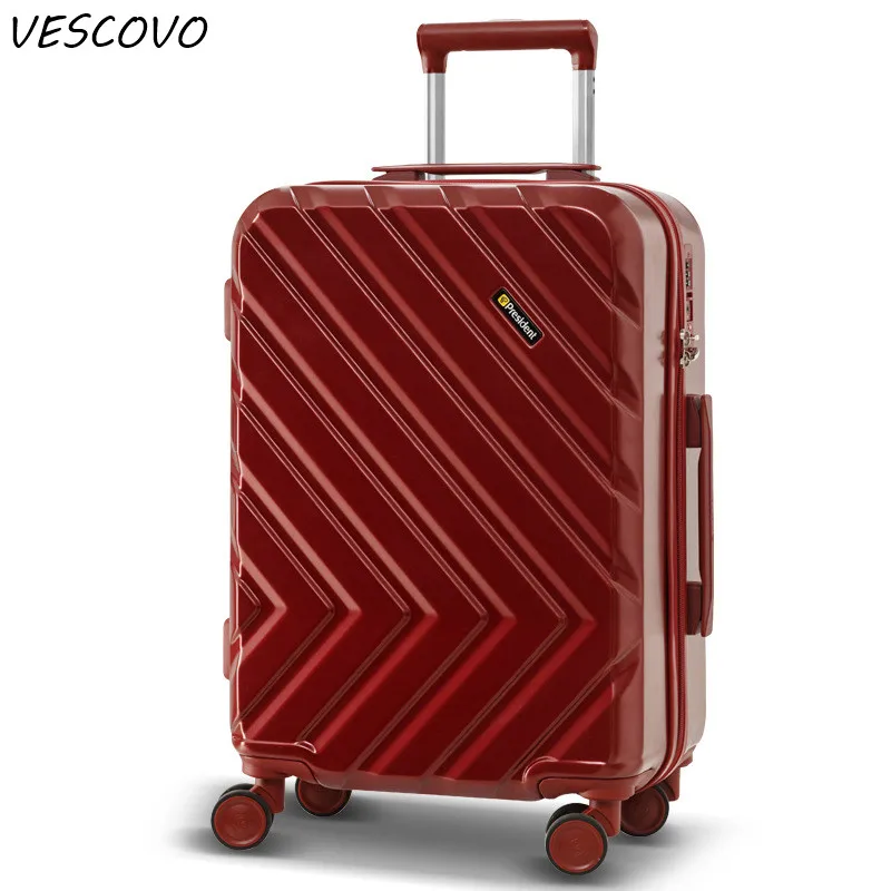 

VESCOVO 20"24"26inch High quality aluminum frame rolling luggage men's business travel suitcase women trolley bag on wheels