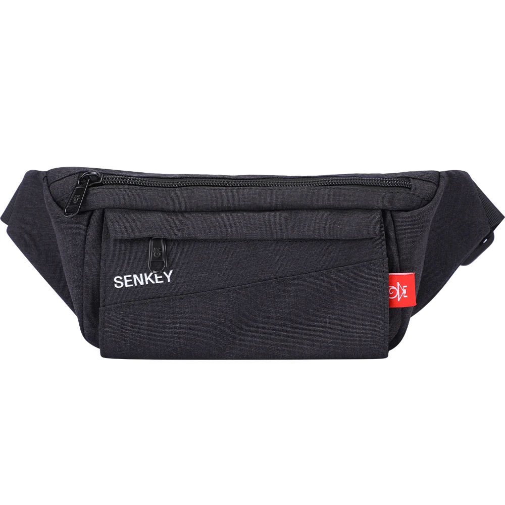 

SenkeyStyle Men's Waist Packs Casual Fanny Male Multi-Function Sling Shoulder Crossbody Banana Belt Bag Oxford Black Punches