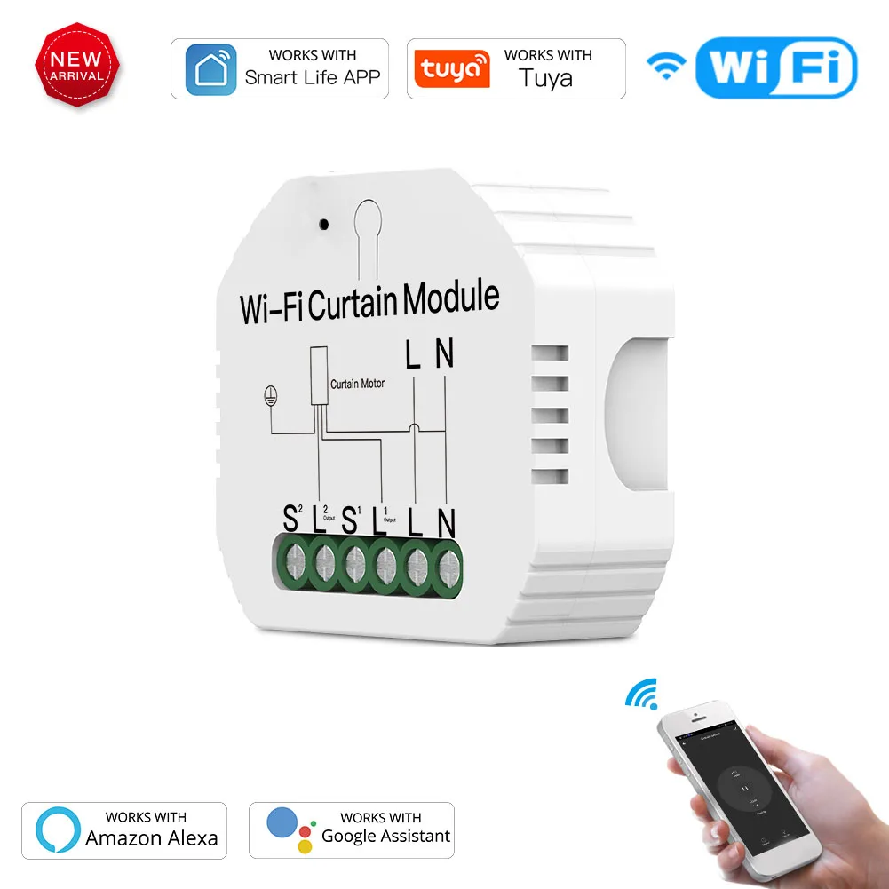 

Умный модуль для занавесок с Wi-Fi и радиочастотным управлением, переключатель с роликовым затвором, работает с Alexa и Google Home