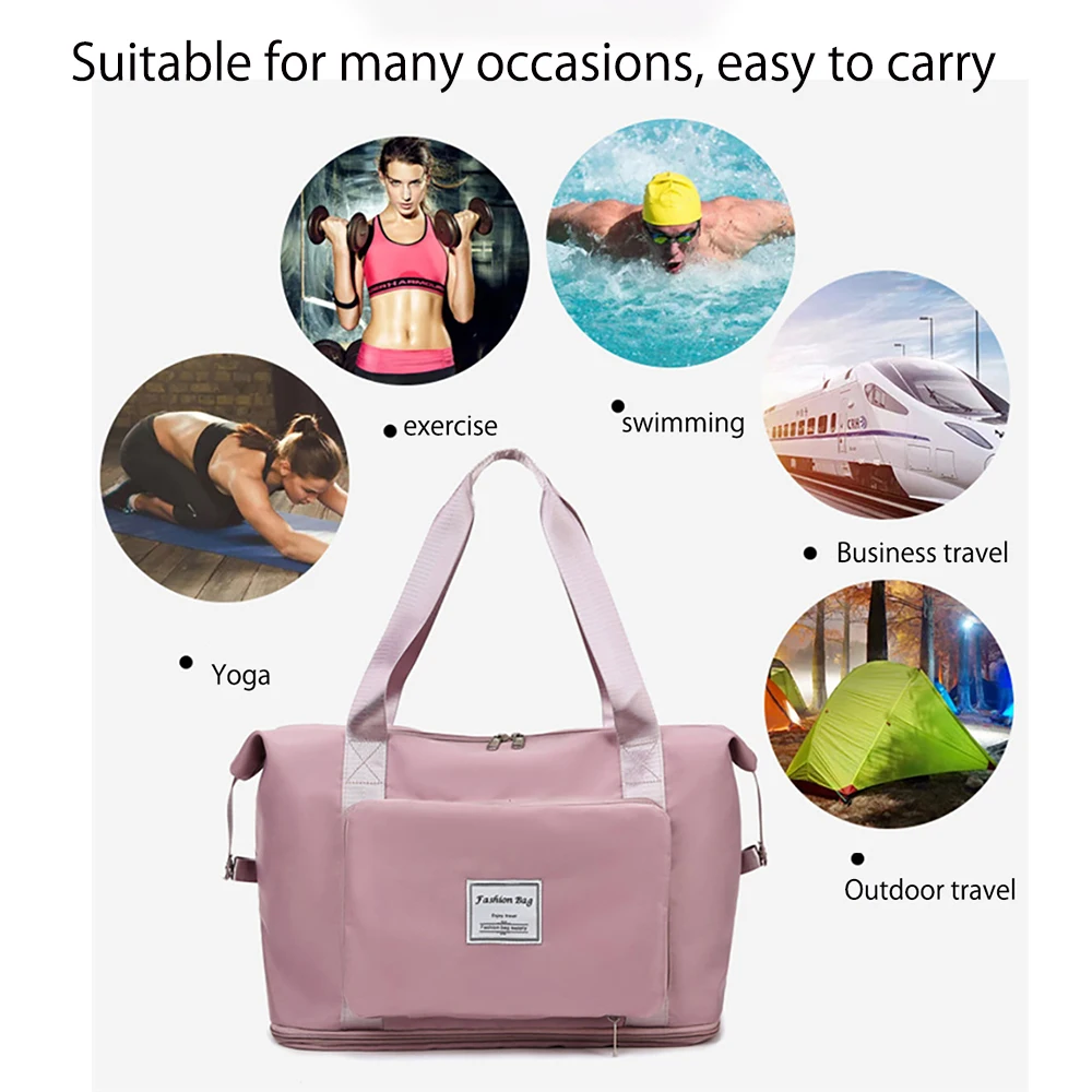 Travel Tote Gym Bag Waterproof Travel Bag Yoga Bag Multifunctional Foldable Expansion Storage Outdoor Bag Dry and Wet Separation