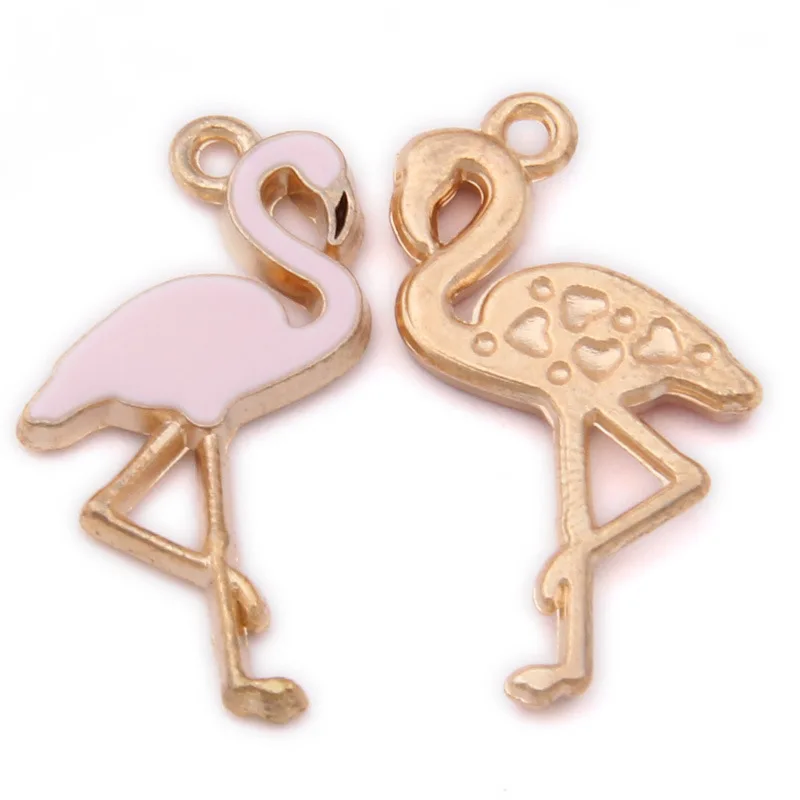 6 pcs 15x26mm Alloy Enamel Drop Oil Red Pink Swan Pendant DIY Necklace Findings Flamingo Charms for Animal Accessories Making | Украшения и