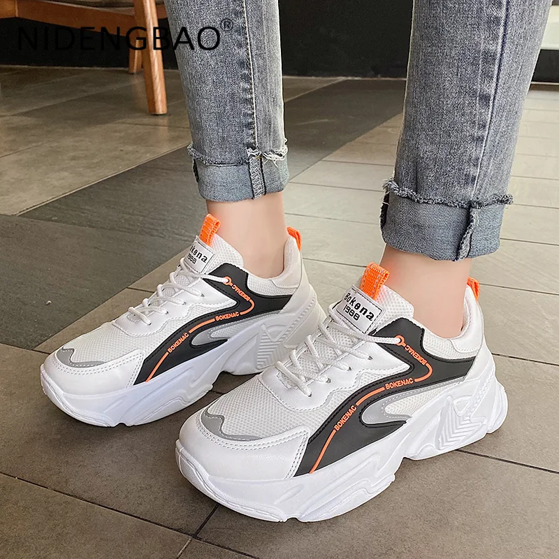 Women Sneakers Breathable Casual Chunky Shoes Outdoor Walking Jogging Running Gym Athletic Trainning Sports Shoes Tenis Feminino