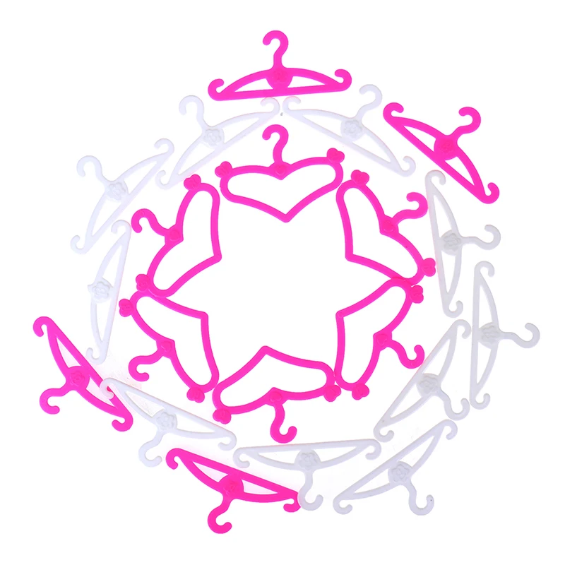 10/20 шт пластиковые розовые/белые вешалки для одежды Вешалки кукол куклы Барби