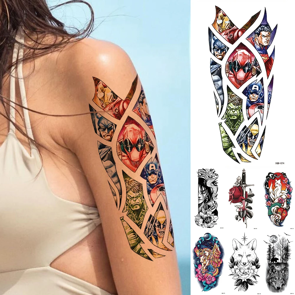 

Waterproof Temporary Tattoo Sticker Old School Rose Flash Tattoos Flower Lace Body Art Arm Fake Tatoo Women Men