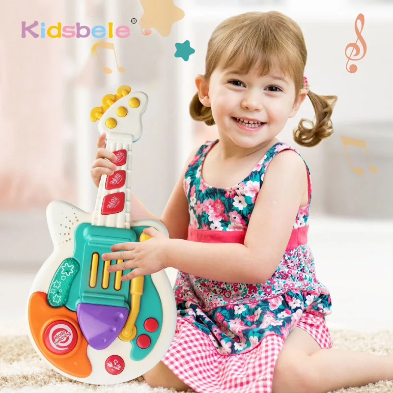 

Multi-Functions Guitar Toy Musical Instrument Sound Light Kids Play Guitar Toys For Children Birthday Gifts