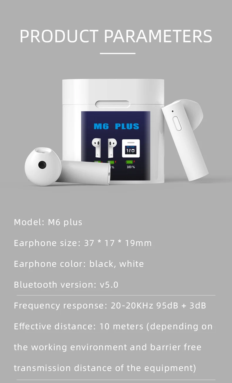 В наличии! Беспроводные Bluetooth наушники M6 PLUS TWS вкладыши со светодиодным дисплеем