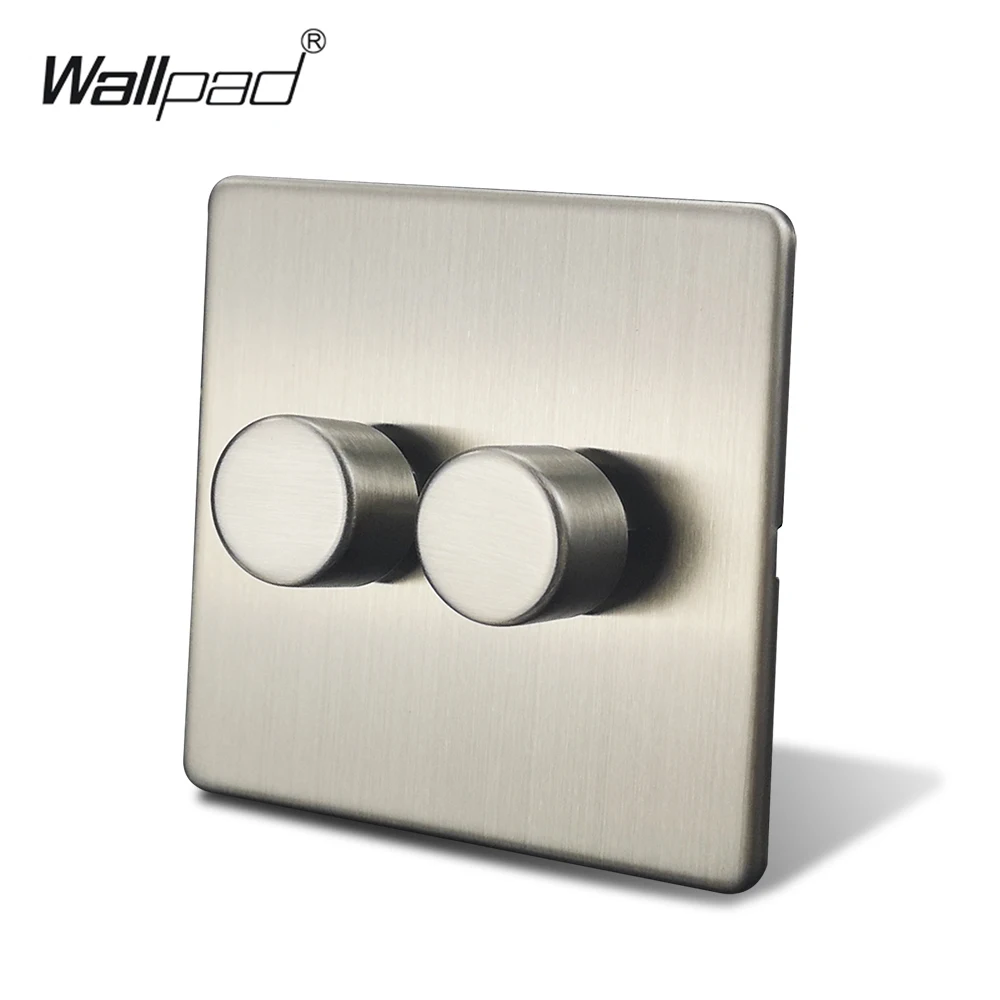 Wallpad Silver 2 Gang Way двойной светодиодный фонарь диммер сатин хром кнопка включения