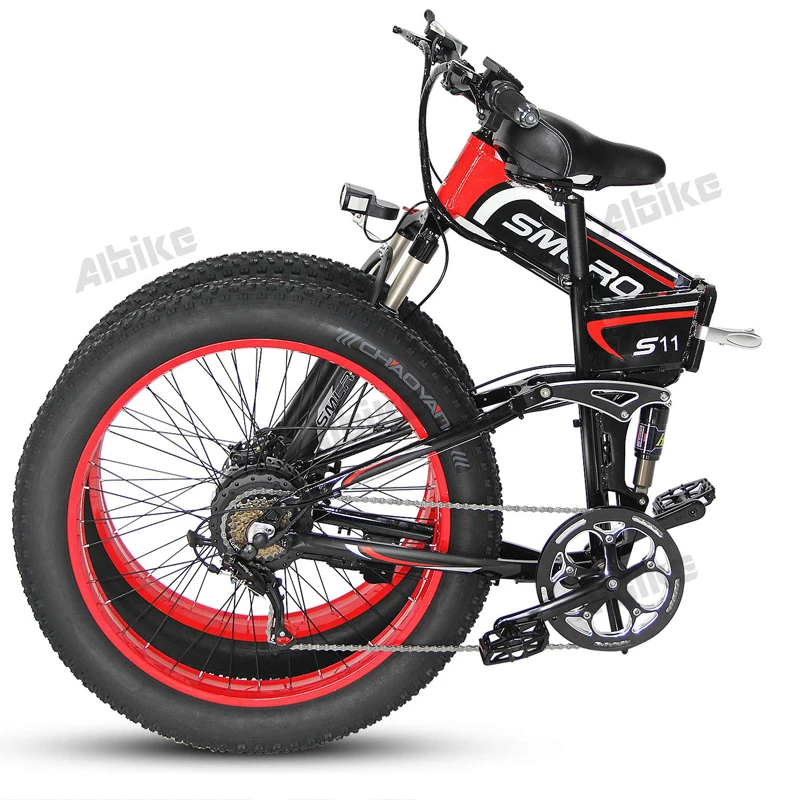 Kaufen Elektrische Bike 1000W 48V 14Ah Klapp 26 Zoll Fett Reifen E-bike 7 Geschwindigkeit Mountainbike Elektrische Schnee Bike Mit Hinten Sitz Steuer Freies