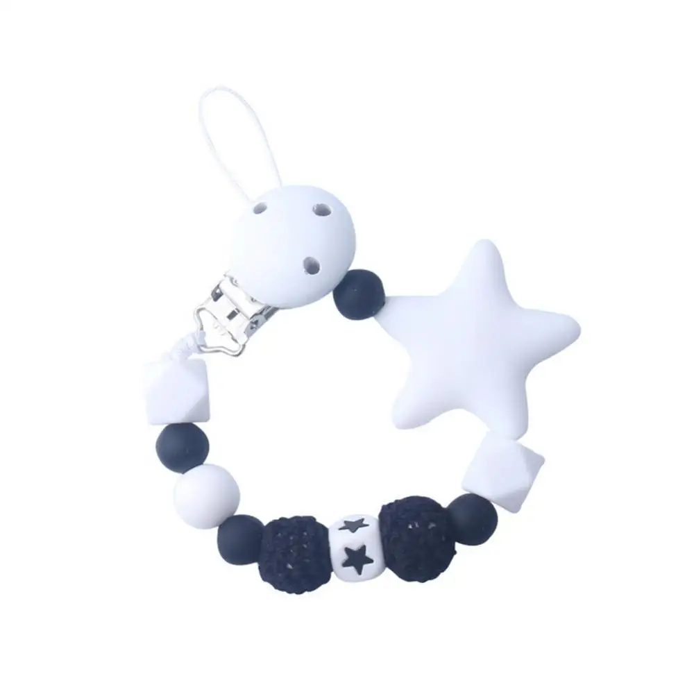 

Baby Colorful Silicone Star Crochet Pacifier Clips Sleek Design Funny Chain For Infant Feeding Toddle Chew Toy Clips