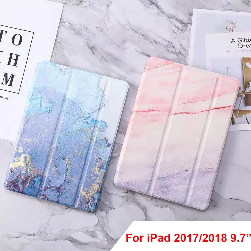 

Ultra thin Marbling Tablet Case Cover For iPad 2017 2018 9.7 inch Silicone TPU Flip Protective Case