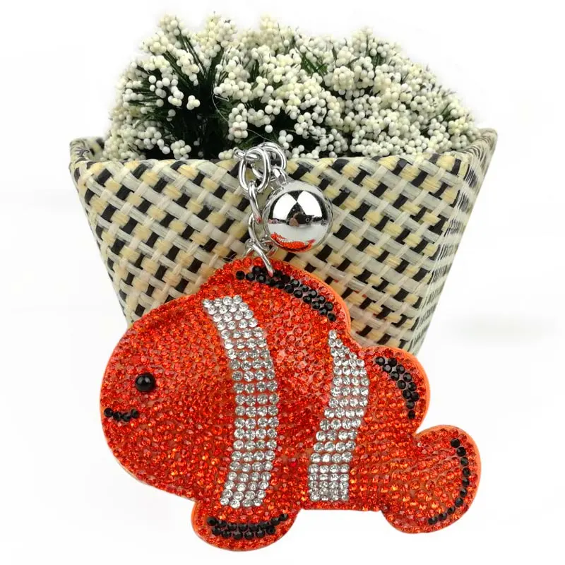 Брелок в виде рыбы-клоуна стразы с кристаллами брелок для автомобиля украшения