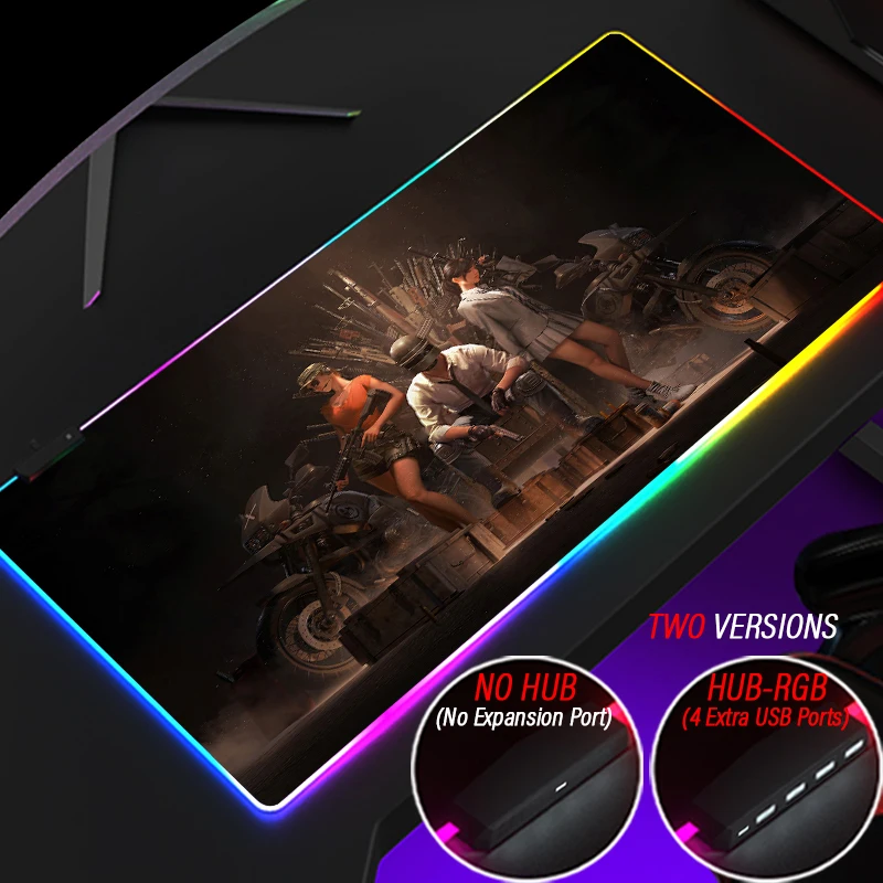 

Подсветка под заказ, тканый коврик PUBG, персонализированный коврик BATTLEGROUNDS HUB 4 в 1, USB, ноутбук, ПК, RGB коврик для мышек с аниме, светодиодный Нас...