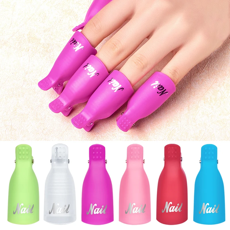 

10Pcs Gel Nail Polish Remover Wraps Plastic Nail Polish Remover Clip Nail Art Soak Off Cap Nail Cleaner Tips Tools Kits