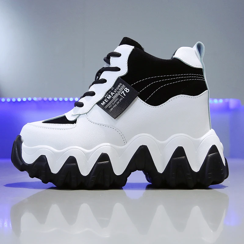 

Women Winter Sneakers 2020 High Platform Lace-up Casual Shoes Winter Keep Warm Fur Chunky Sneakers Wedge Heel Leather Shoes