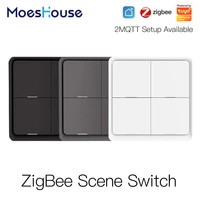 4 gang tuya zigbee wireless 12 scene switch push button controller by battery 2mqtt setup automation scenario for tuya devices