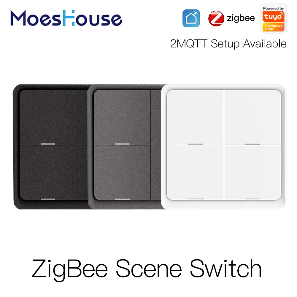 Zigbee sem Fio Controlador por Bateria Cenário para Dispositivos Gang Tuya Cena Interruptor Botão 2mqtt Configuração Automação 4 12