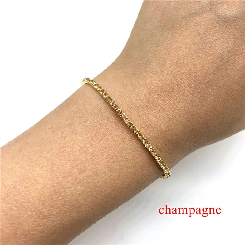 Champagne 1 шт Стразы Браслеты Изящные сложенные Браслеты эластичные браслеты для женщин браслеты - Окраска металла: Champagne