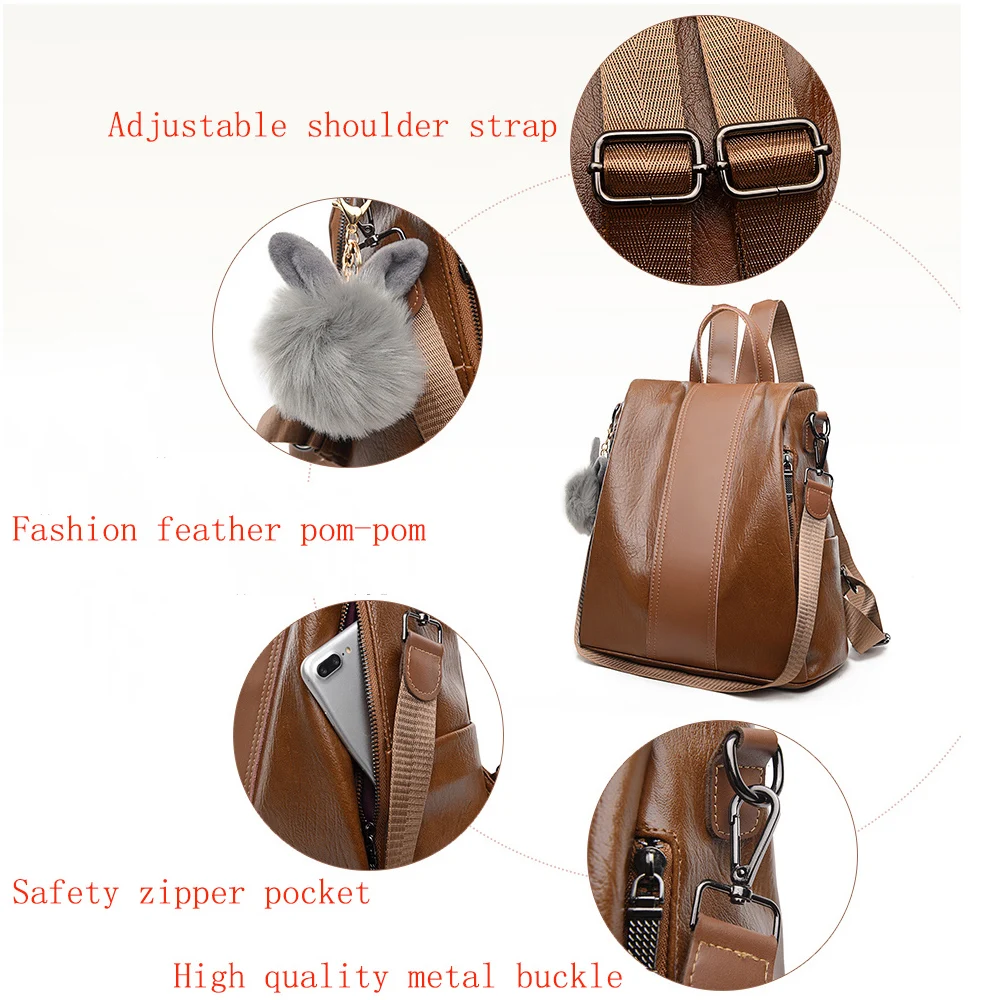 Популярный женский рюкзак с защитой от кражи Модные Винтажные Школьные Сумки из