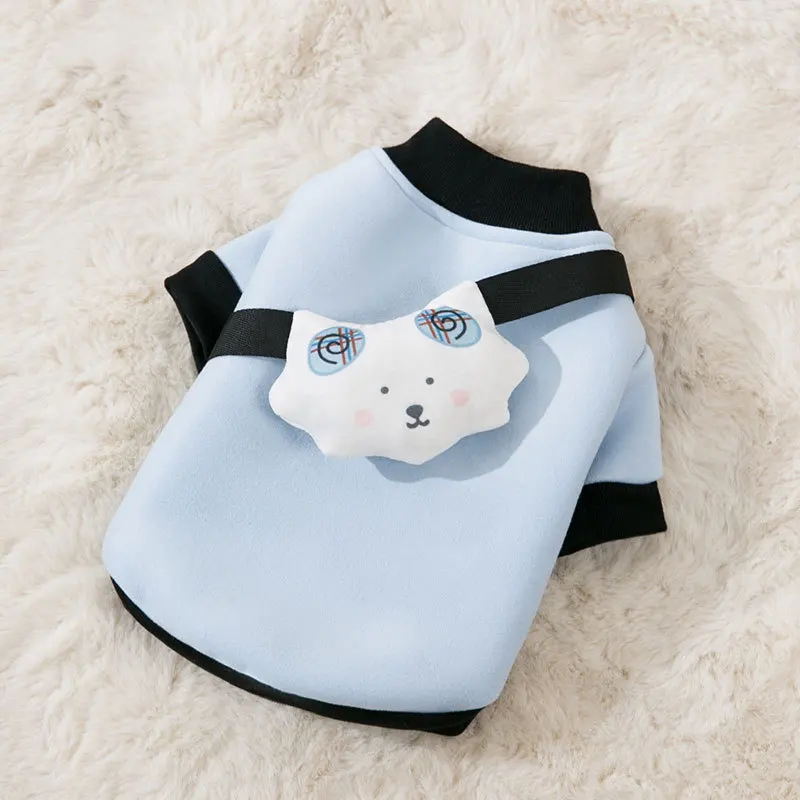 

2021 Autumn and Winter New Velvet Padded Stereo Bear Satchel Sweater Cat Small Dog Pet Clothing.