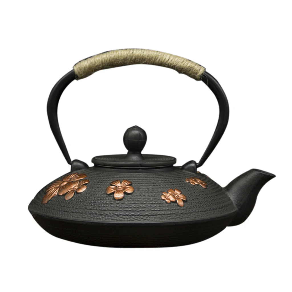 

2021 New Japanese Black Cast Iron Tea Teapot Kettle Trivet Strainer Gift 9 Patterns